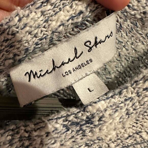 Michael Stars Gray Textured Knit Loose Fit Sweater Large Boho Lagenlook Coastal - Picture 5 of 7